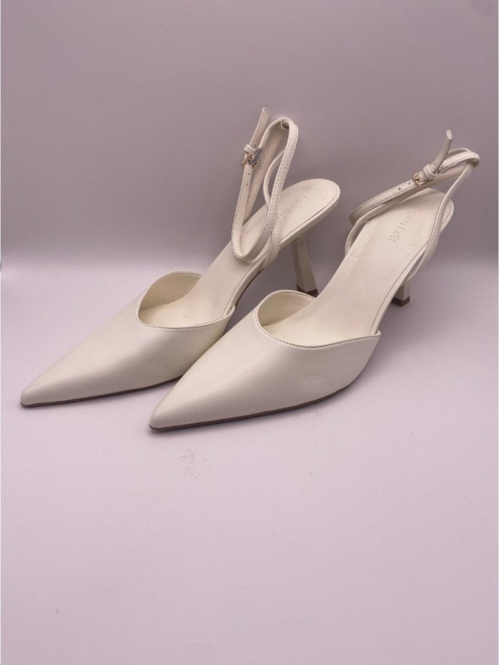 Open Edit Women Neesha Ankle Strap Faux Leather Pointy Strap Pump Sz 10
